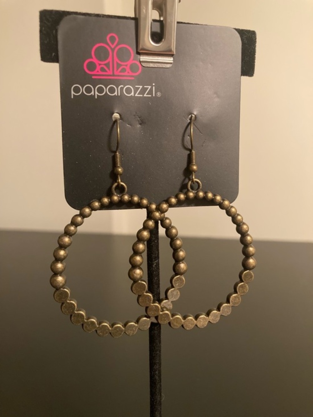 Paparazzi Antique Gold Beaded Hoop Earrings